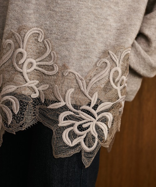 LAULEN(ローレン)の「botanical embroidery lace knit pullover /ボタニカル刺繍レースニットプルオーバー(ニット/セーター・レディース・ブラウン/ベージュ・FREE)」の17枚目の写真