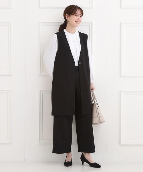 SHOO・LA・RUE（シューラルー）の「【洗濯機可/S-3L/イージーケア】きちんと楽に。カットジョーゼットワイドパンツ（その他パンツ・レディース・ネイビー/ナチュラル/ブラック・01/02/03/04/05）」の5枚目の写真