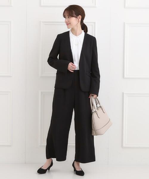 SHOO・LA・RUE（シューラルー）の「【洗濯機可/S-3L/イージーケア】きちんと楽に。カットジョーゼットワイドパンツ（その他パンツ・レディース・ネイビー/ナチュラル/ブラック・01/02/03/04/05）」の4枚目の写真