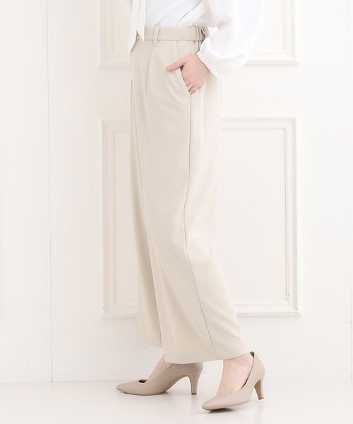 SHOO・LA・RUE（シューラルー）の「【洗濯機可/セットアップ可/S-3L】きちんと楽に。カットジョーゼットワイドパンツ（その他パンツ・レディース・ネイビー/ナチュラル/ブラック・01/02/03/04/05）」の12枚目の写真