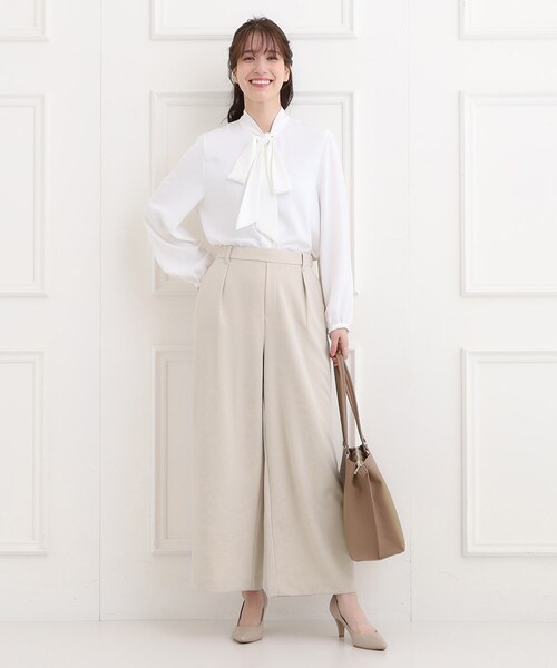 SHOO・LA・RUE（シューラルー）の「【洗濯機可/セットアップ可/S-3L】きちんと楽に。カットジョーゼットワイドパンツ（その他パンツ・レディース・ネイビー/ナチュラル/ブラック・01/02/03/04/05）」の14枚目の写真