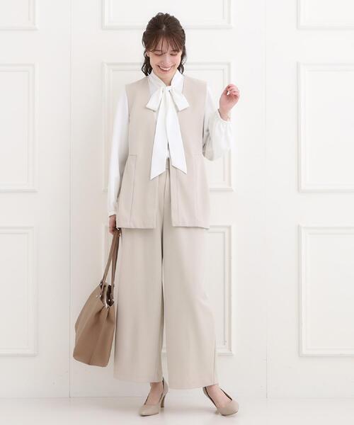 SHOO・LA・RUE（シューラルー）の「【洗濯機可/セットアップ可/S-3L】きちんと楽に。カットジョーゼットワイドパンツ（その他パンツ・レディース・ネイビー/ナチュラル/ブラック・01/02/03/04/05）」の15枚目の写真