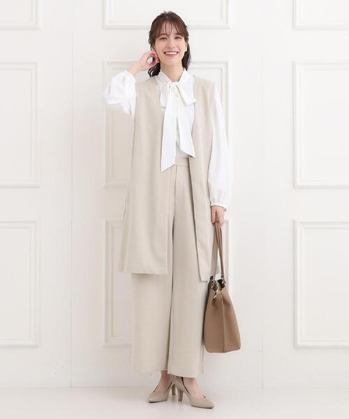 SHOO・LA・RUE（シューラルー）の「【洗濯機可/セットアップ可/S-3L】きちんと楽に。カットジョーゼットワイドパンツ（その他パンツ・レディース・ネイビー/ナチュラル/ブラック・01/02/03/04/05）」の16枚目の写真