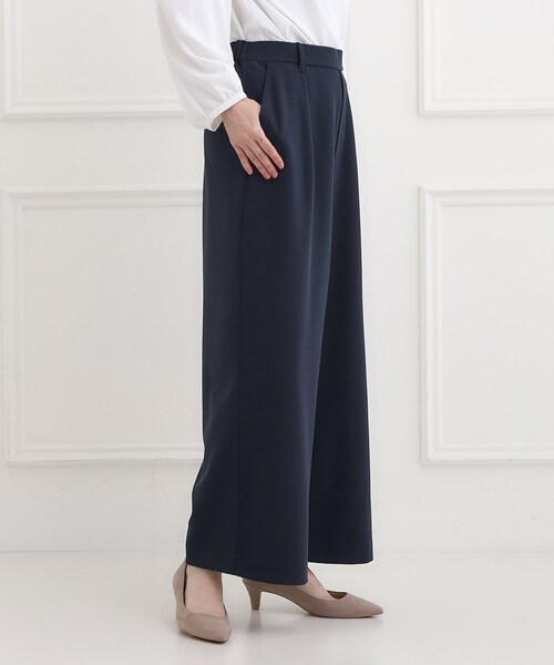 SHOO・LA・RUE（シューラルー）の「【洗濯機可/セットアップ可/S-3L】きちんと楽に。カットジョーゼットワイドパンツ（その他パンツ・レディース・ネイビー/ナチュラル/ブラック・01/02/03/04/05）」の20枚目の写真