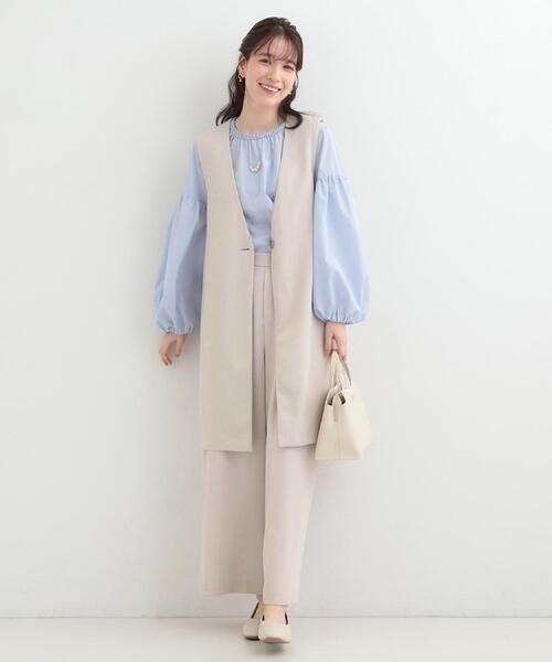 SHOO・LA・RUE（シューラルー）の「【洗濯機可/S-3L/イージーケア】きちんと楽に。カットジョーゼットワイドパンツ（その他パンツ・レディース・ネイビー/ナチュラル/ブラック・01/02/03/04/05）」の12枚目の写真