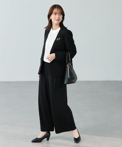 SHOO・LA・RUE（シューラルー）の「【洗濯機可/S-3L/イージーケア】きちんと楽に。カットジョーゼットワイドパンツ（その他パンツ・レディース・ネイビー/ナチュラル/ブラック・01/02/03/04/05）」の10枚目の写真