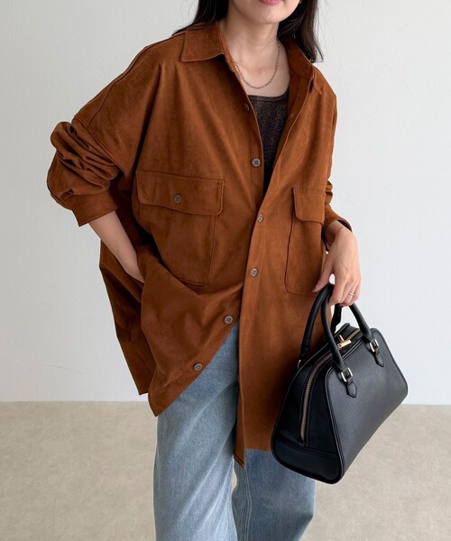 fredy emue(フレディエミュ)の「【LANCER CLOTHING CORPORATION】OVER SHIRTS SUEDE(シャツ/ブラウス・レディース・ブラウン/キャメル・38)」の2枚目の写真