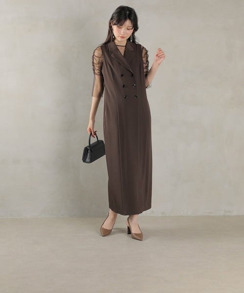 Kana(カナ)の「ロングジレ ワンピース チュール トップス スカート 3点セット ドレス パーティー 結婚式 お呼ばれ オケージョンドレス(ドレス・レディース・ブラウン/アイボリー/ブラック・M)」の11枚目の写真