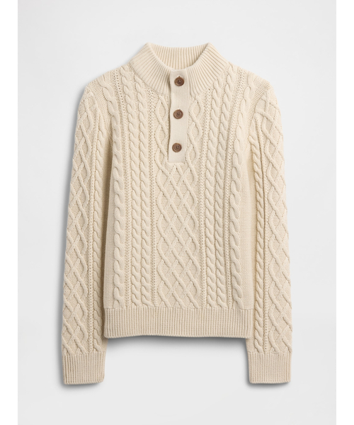 GAP(ギャップ)の「ケーブルニット モックネックセーター (キッズ)(ニット/セーター・キッズ・ベージュ・110cm/120cm/130cm/140cm/150cm/160cm)」の1枚目の写真