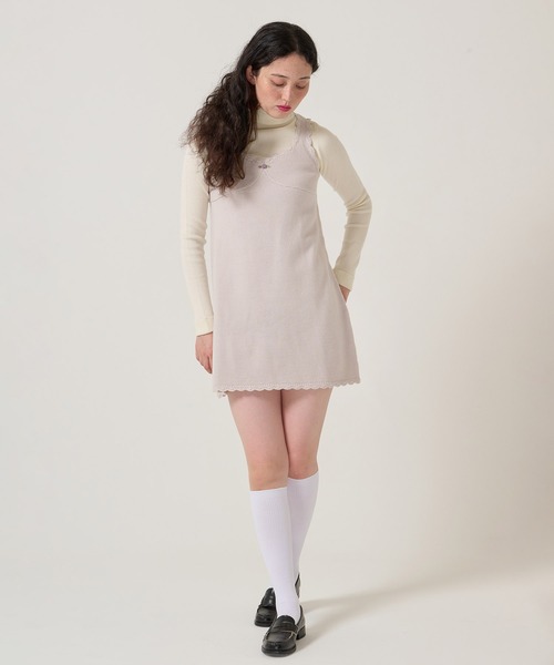 TINA：JOJUN（ティーナジョジュン）の「ヴィンテージライク ニット ジャンスカ TINA：JOJUN（ジャンパースカート・レディース・ラベンダー/アイボリー・M）」の2枚目の写真