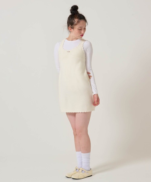 TINA：JOJUN（ティーナジョジュン）の「ヴィンテージライク ニット ジャンスカ TINA：JOJUN（ジャンパースカート・レディース・ラベンダー/アイボリー・M）」の3枚目の写真