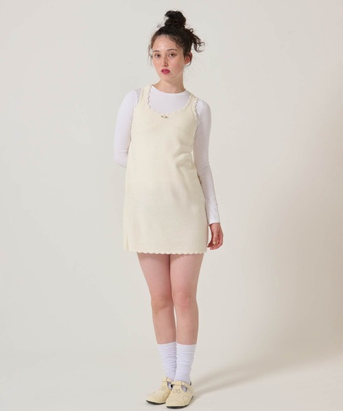 TINA：JOJUN（ティーナジョジュン）の「ヴィンテージライク ニット ジャンスカ TINA：JOJUN（ジャンパースカート・レディース・ラベンダー/アイボリー・M）」の5枚目の写真