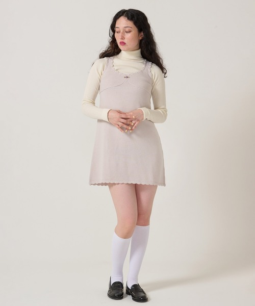 TINA：JOJUN（ティーナジョジュン）の「ヴィンテージライク ニット ジャンスカ TINA：JOJUN（ジャンパースカート・レディース・ラベンダー/アイボリー・M）」の12枚目の写真