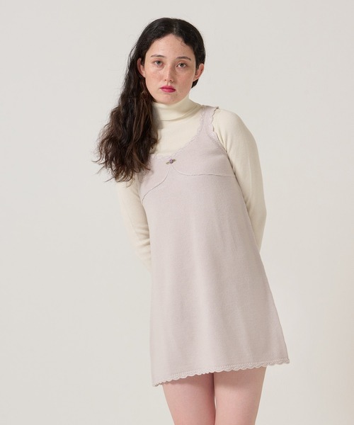 TINA：JOJUN（ティーナジョジュン）の「ヴィンテージライク ニット ジャンスカ TINA：JOJUN（ジャンパースカート・レディース・ラベンダー/アイボリー・M）」の15枚目の写真