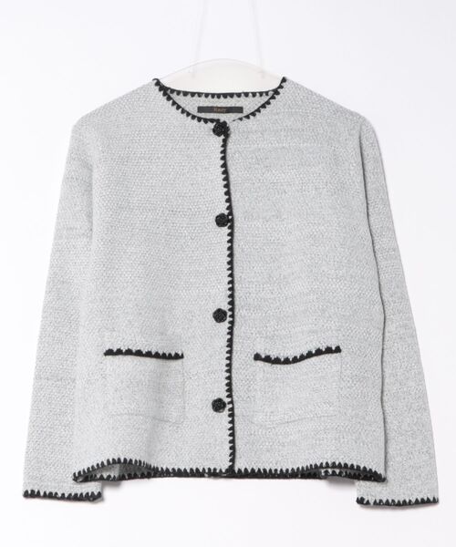Ritzy(リッツィー)の「トゥイード素材 ノーカラージャケット(ノーカラージャケット・レディース・ライトグレー・M/L)」の8枚目の写真