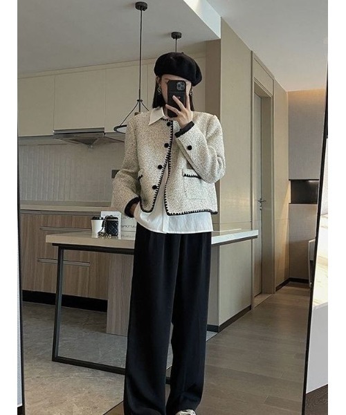 Ritzy(リッツィー)の「トゥイード素材 ノーカラージャケット(ノーカラージャケット・レディース・ライトグレー・M/L)」の3枚目の写真