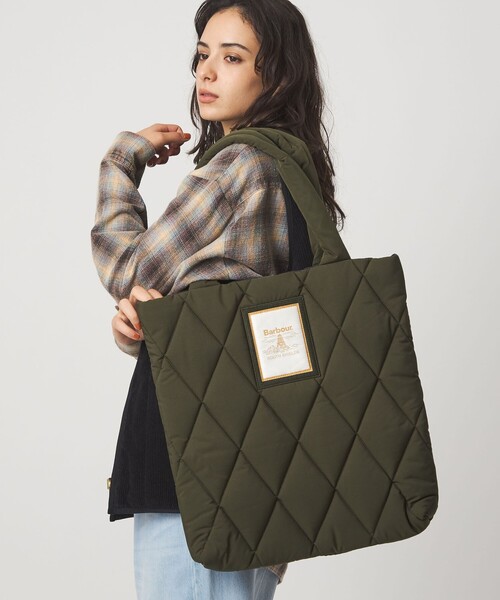オリーブグリーン キルティングトートバッグ Barbour＞キルティングトートバッグ（トートバッグ）｜Barbour