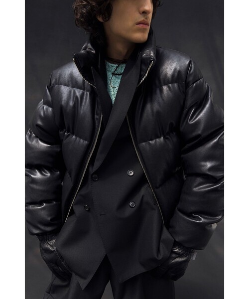 レザーライク ダウン ジャケット（ダウンジャケット/コート）｜MONKEY
