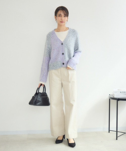 KATHARINE ROSS(キャサリンロス)の「【KATHARINE ROSS】ブレンドヤーンパネルカーディガン(カーディガン/ボレロ・レディース・パープル/ピンク・MEDIUM)」の3枚目の写真