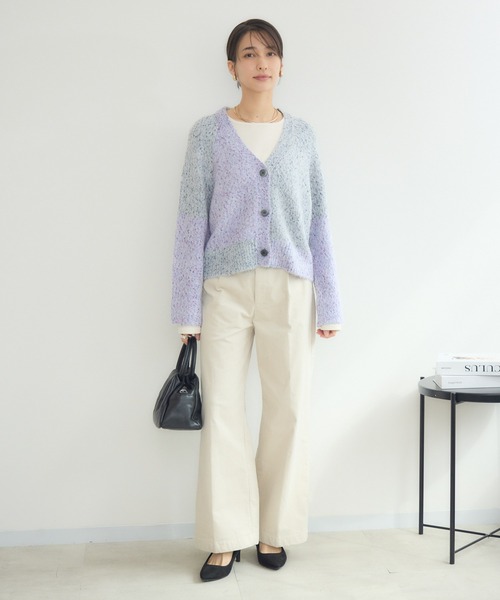 KATHARINE ROSS(キャサリンロス)の「【KATHARINE ROSS】ブレンドヤーンパネルカーディガン(カーディガン/ボレロ・レディース・パープル/ピンク・MEDIUM)」の4枚目の写真