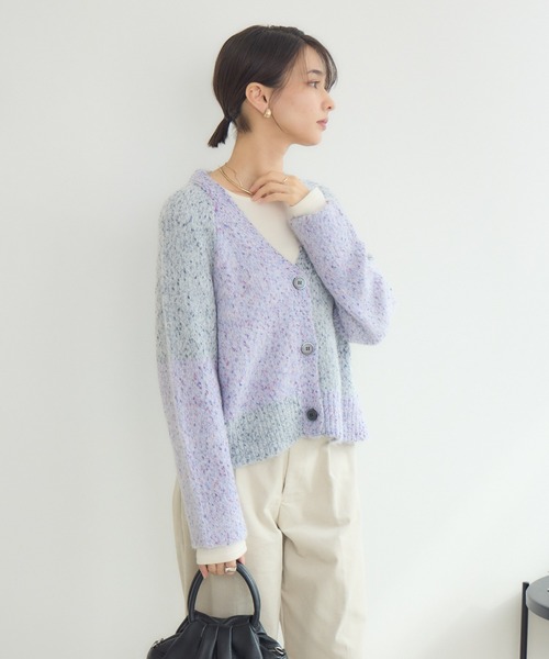 KATHARINE ROSS(キャサリンロス)の「【KATHARINE ROSS】ブレンドヤーンパネルカーディガン(カーディガン/ボレロ・レディース・パープル/ピンク・MEDIUM)」の8枚目の写真