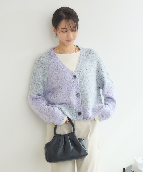 KATHARINE ROSS(キャサリンロス)の「【KATHARINE ROSS】ブレンドヤーンパネルカーディガン(カーディガン/ボレロ・レディース・パープル/ピンク・MEDIUM)」の9枚目の写真