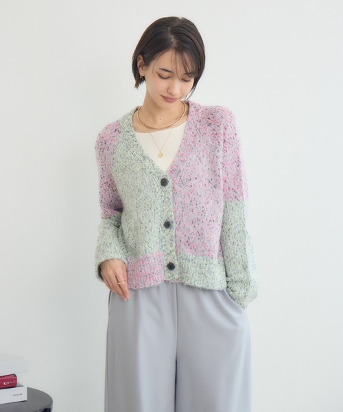 KATHARINE ROSS(キャサリンロス)の「【KATHARINE ROSS】ブレンドヤーンパネルカーディガン(カーディガン/ボレロ・レディース・パープル/ピンク・MEDIUM)」の18枚目の写真