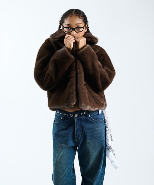 FTW（エフティダブリュー）の「F/FUR VOLUME BLOUSON（ブルゾン・レディース・ブラウン/ベージュ/ブルー・FREE）」の4枚目の写真