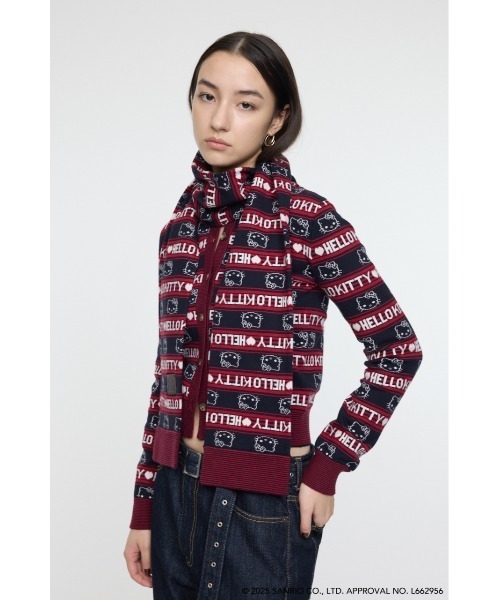 MOUSSY（マウジー）の「HELLO KITTY RETRO STRIPE ストール（ストール/ショール・レディース・ネイビー/ブラウン・FREE）」の2枚目の写真