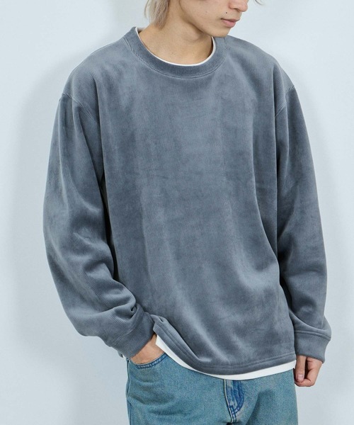 NAVY(ネイビー)の「NAVY トロリカットモール フェイクレイヤードクルーネック(ニット/セーター・メンズ・ベージュ/チャコールグレー/ブルー系/オリーブ・XL/L/M/S)」の4枚目の写真