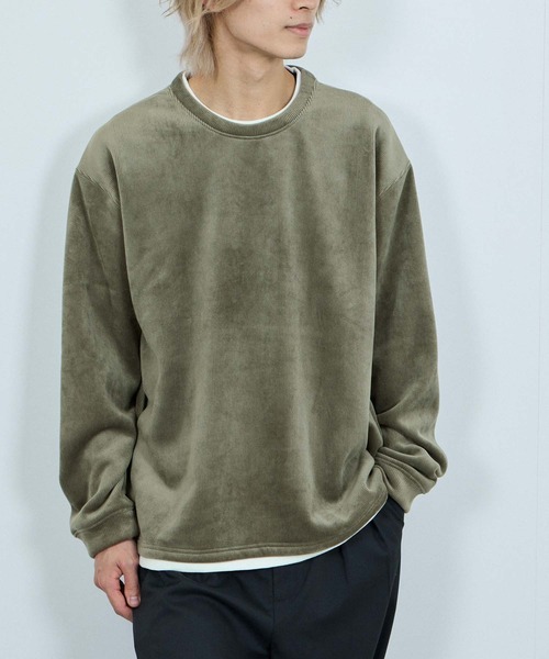 NAVY(ネイビー)の「NAVY トロリカットモール フェイクレイヤードクルーネック(ニット/セーター・メンズ・ベージュ/チャコールグレー/ブルー系/オリーブ・XL/L/M/S)」の3枚目の写真