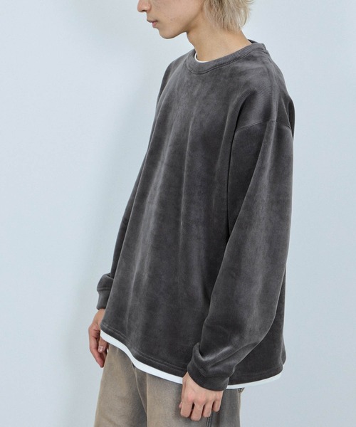 NAVY(ネイビー)の「NAVY トロリカットモール フェイクレイヤードクルーネック(ニット/セーター・メンズ・ベージュ/チャコールグレー/ブルー系/オリーブ・XL/L/M/S)」の7枚目の写真