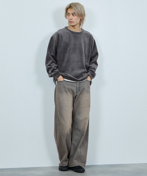NAVY(ネイビー)の「NAVY トロリカットモール フェイクレイヤードクルーネック(ニット/セーター・メンズ・ベージュ/チャコールグレー/ブルー系/オリーブ・XL/L/M/S)」の8枚目の写真
