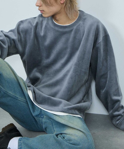 NAVY(ネイビー)の「NAVY トロリカットモール フェイクレイヤードクルーネック(ニット/セーター・メンズ・ベージュ/チャコールグレー/ブルー系/オリーブ・XL/L/M/S)」の9枚目の写真
