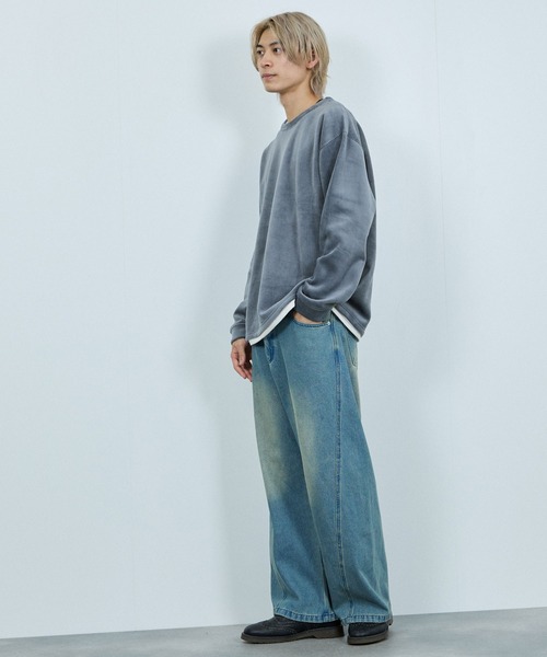 NAVY(ネイビー)の「NAVY トロリカットモール フェイクレイヤードクルーネック(ニット/セーター・メンズ・ベージュ/チャコールグレー/ブルー系/オリーブ・XL/L/M/S)」の10枚目の写真