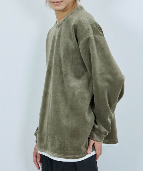 NAVY(ネイビー)の「NAVY トロリカットモール フェイクレイヤードクルーネック(ニット/セーター・メンズ・ベージュ/チャコールグレー/ブルー系/オリーブ・XL/L/M/S)」の11枚目の写真