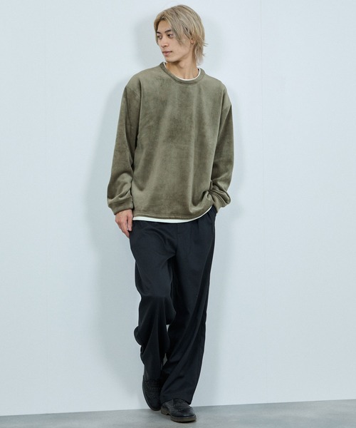 NAVY(ネイビー)の「NAVY トロリカットモール フェイクレイヤードクルーネック(ニット/セーター・メンズ・ベージュ/チャコールグレー/ブルー系/オリーブ・XL/L/M/S)」の12枚目の写真