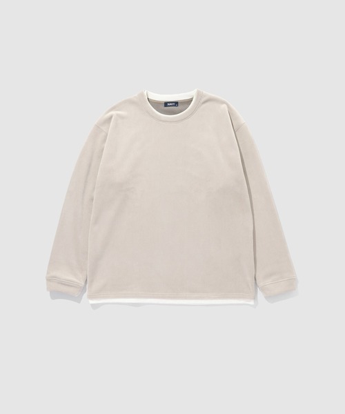 NAVY(ネイビー)の「NAVY トロリカットモール フェイクレイヤードクルーネック(ニット/セーター・メンズ・ベージュ/チャコールグレー/ブルー系/オリーブ・XL/L/M/S)」の13枚目の写真