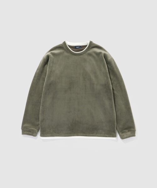 NAVY(ネイビー)の「NAVY トロリカットモール フェイクレイヤードクルーネック(ニット/セーター・メンズ・ベージュ/チャコールグレー/ブルー系/オリーブ・XL/L/M/S)」の15枚目の写真