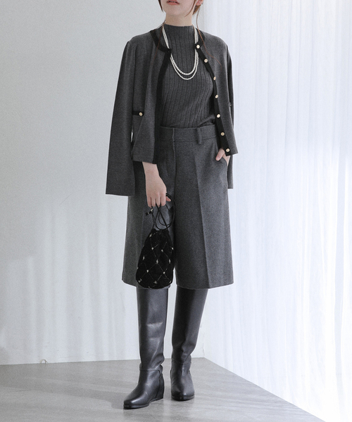 La TOTALITE（ラトータリテ）の「《追加》【洗える】バイカラーアンサンブルカーディガン（アンサンブル・レディース・チャコールグレー・FREE）」の2枚目の写真