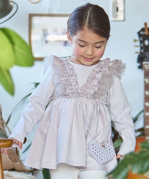 petit main LIEN（プティマインリアン）の「【親子リンク】ドッキングフリルチュニック（シャツ/ブラウス・レディース・ブラック/ピンク・F）」の5枚目の写真