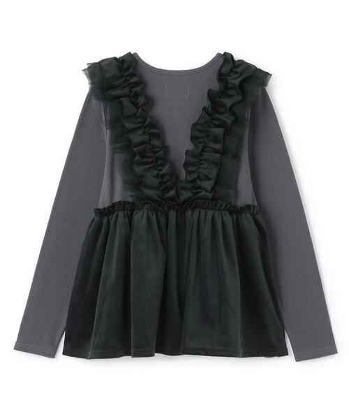 petit main LIEN（プティマインリアン）の「【親子リンク】ドッキングフリルチュニック（シャツ/ブラウス・レディース・ブラック/ピンク・F）」の7枚目の写真