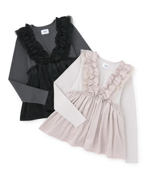 petit main LIEN（プティマインリアン）の「【親子リンク】ドッキングフリルチュニック（シャツ/ブラウス・レディース・ブラック/ピンク・F）」の12枚目の写真