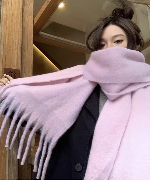 セール】カラーアソートビッグストール/マフラー/フリンジ ボリューム