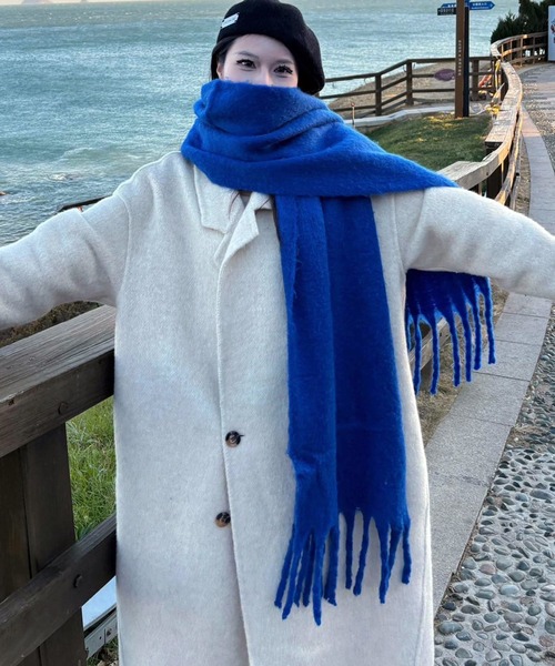 セール】カラーアソートビッグストール/マフラー/フリンジ ボリューム