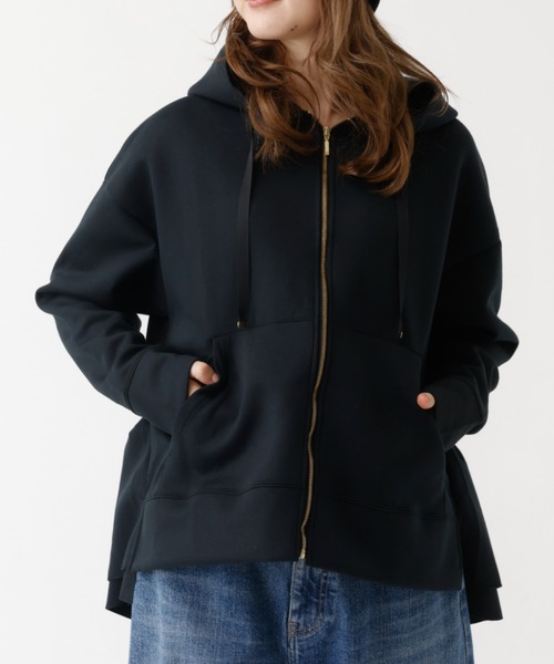 DESIGNWORKS ダウン切替 ニットパーカー 48 ブラック フード付き