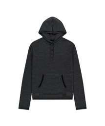 Striped Button Hoodie (Black)