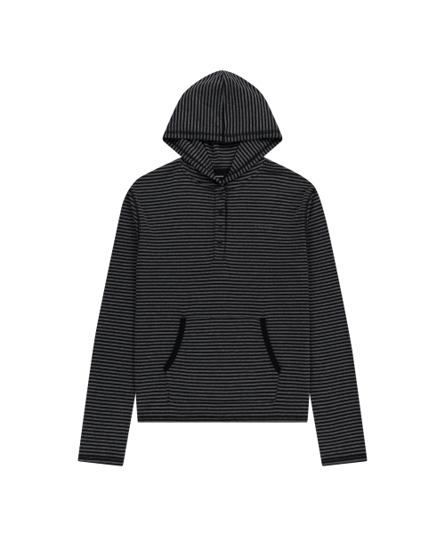 AAKAM(アーカム)の「Striped Button Hoodie (Black)(パーカー・レディース・その他・2/1)」の1枚目の写真