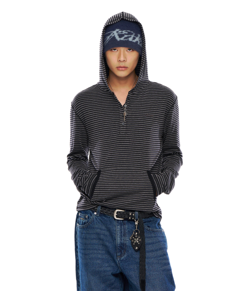 AAKAM(アーカム)の「Striped Button Hoodie (Black)(パーカー・レディース・その他・2/1)」の9枚目の写真