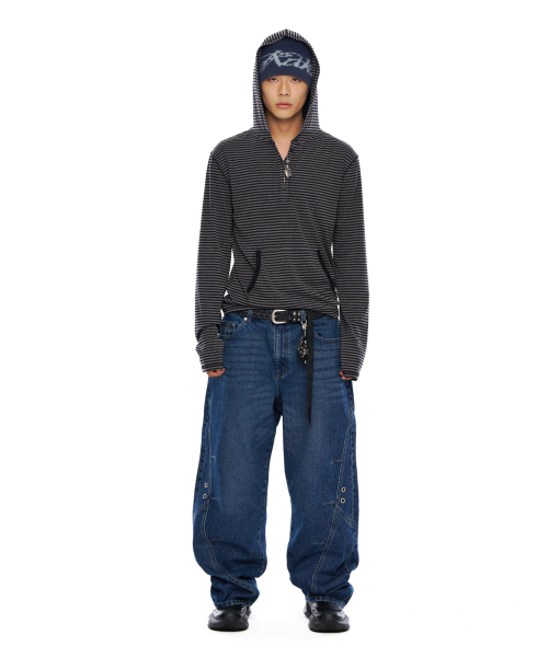 AAKAM(アーカム)の「Striped Button Hoodie (Black)(パーカー・レディース・その他・2/1)」の10枚目の写真